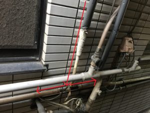 漏水.net | rousui.net | 東京の漏水調査 | トンボ配管または撞木配管1